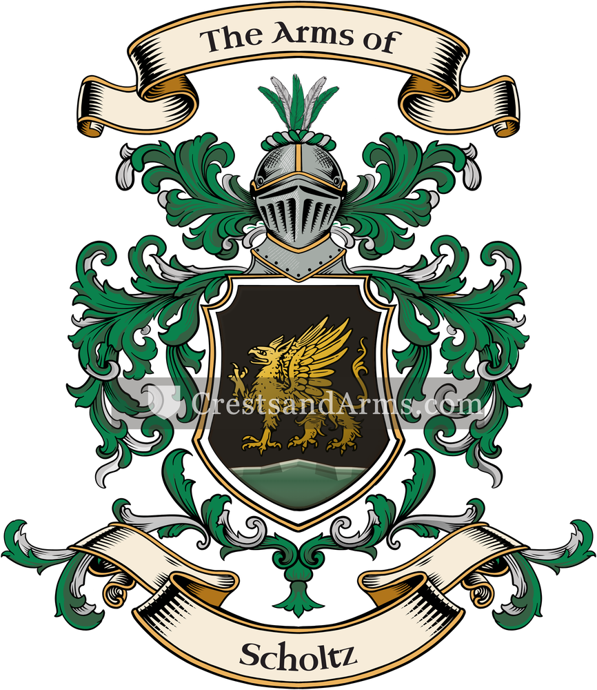 The Scholtz coat of arms, drawn from the recorded blazon