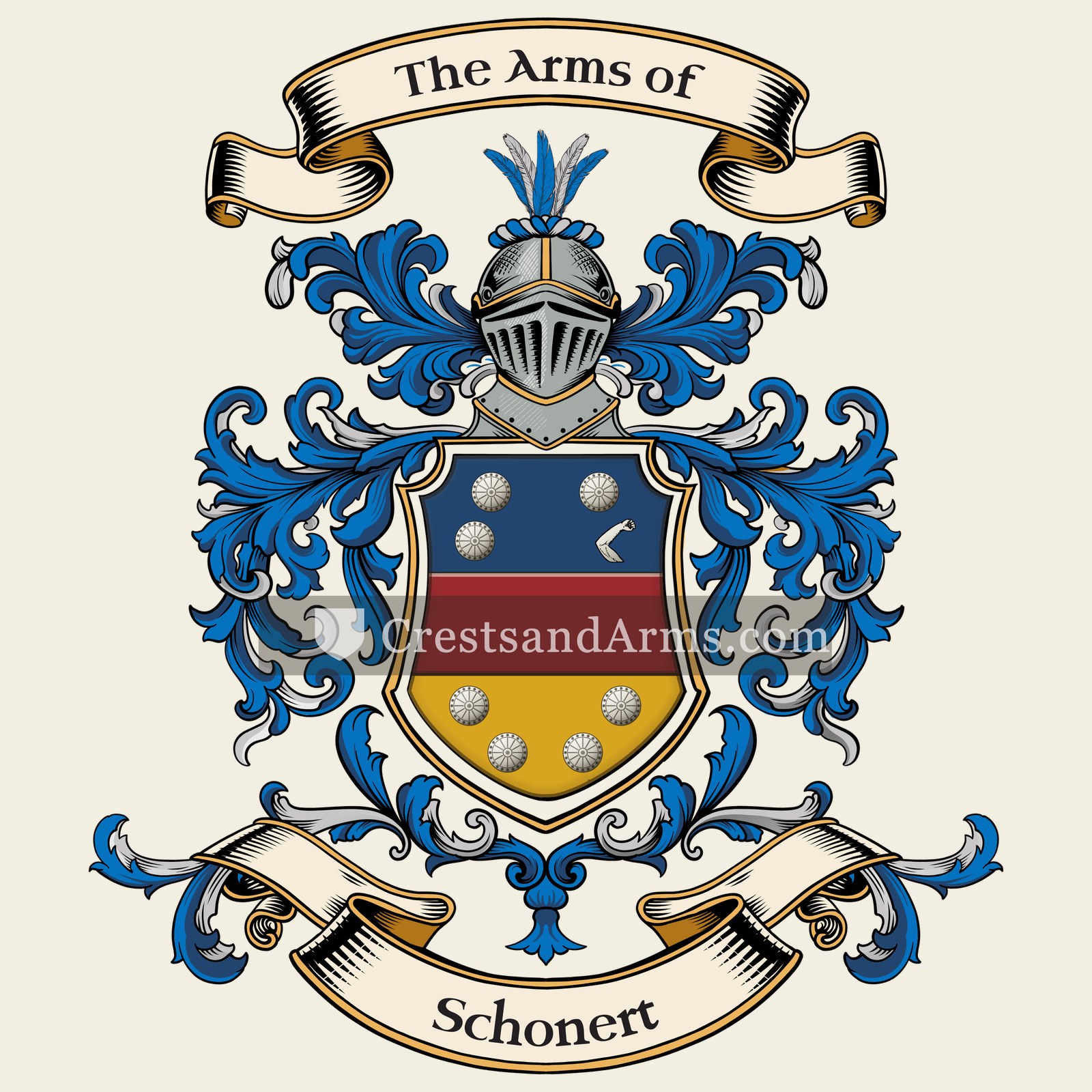 The Schonert coat of arms, drawn from the recorded blazon