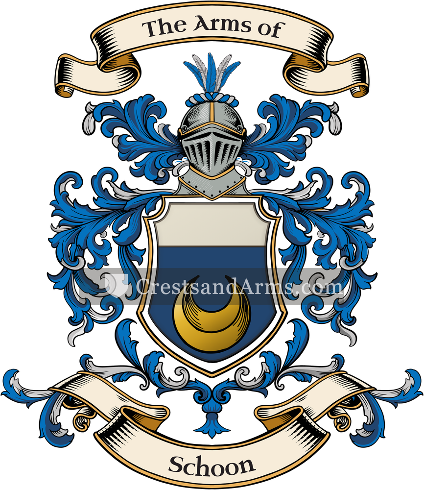 The Schoon coat of arms, drawn from the recorded blazon