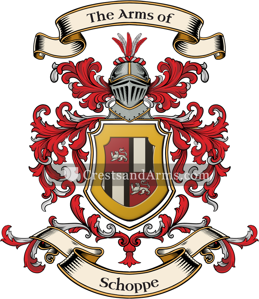 The Schoppe coat of arms, drawn from the recorded blazon