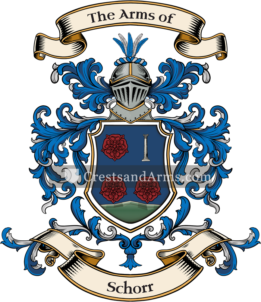 The Schorr coat of arms, drawn from the recorded blazon