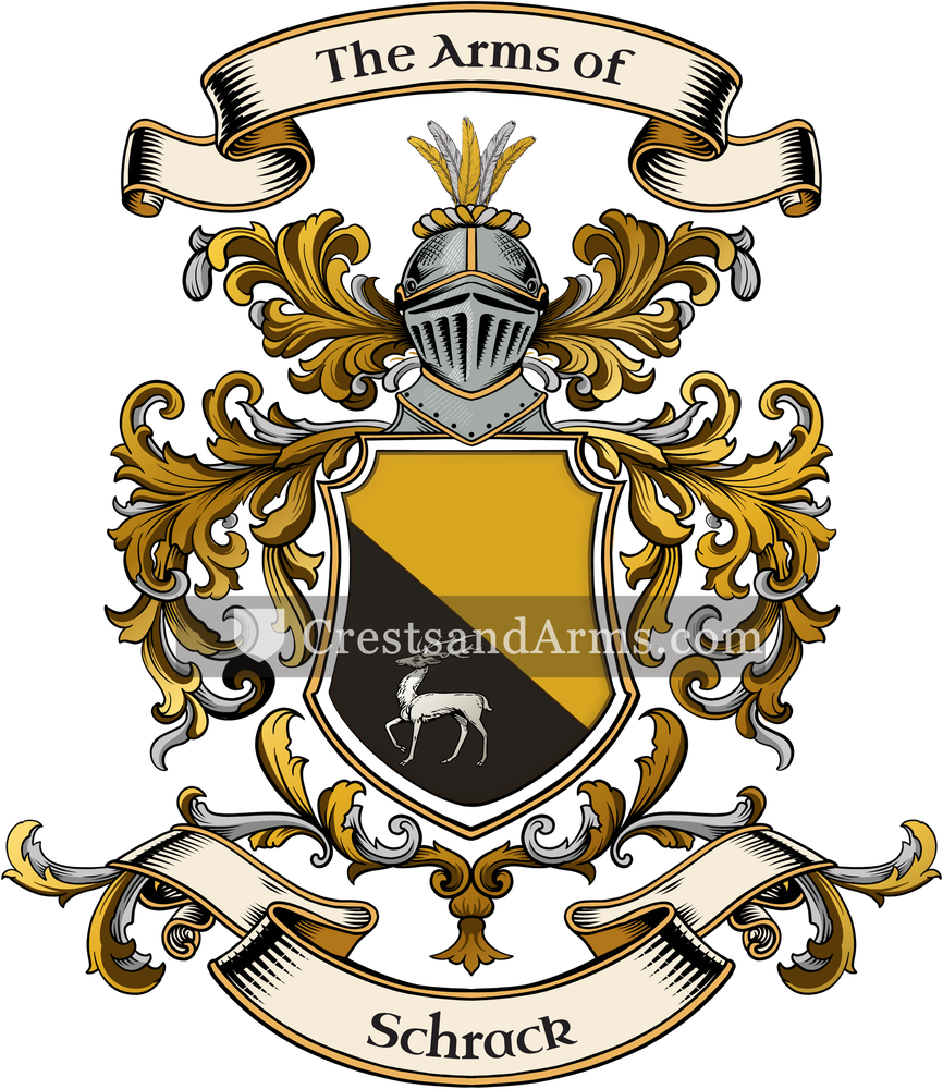 The Schrack coat of arms, drawn from the recorded blazon