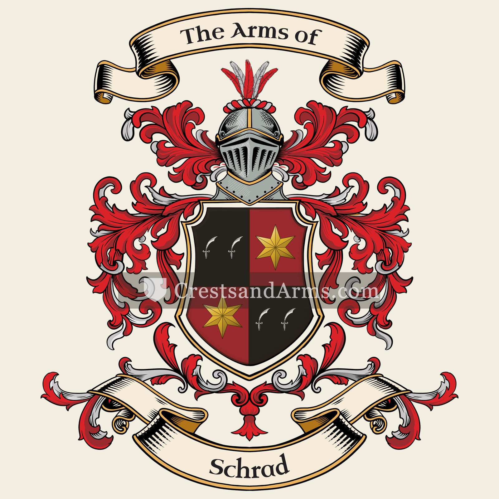 The Schrad coat of arms, drawn from the recorded blazon