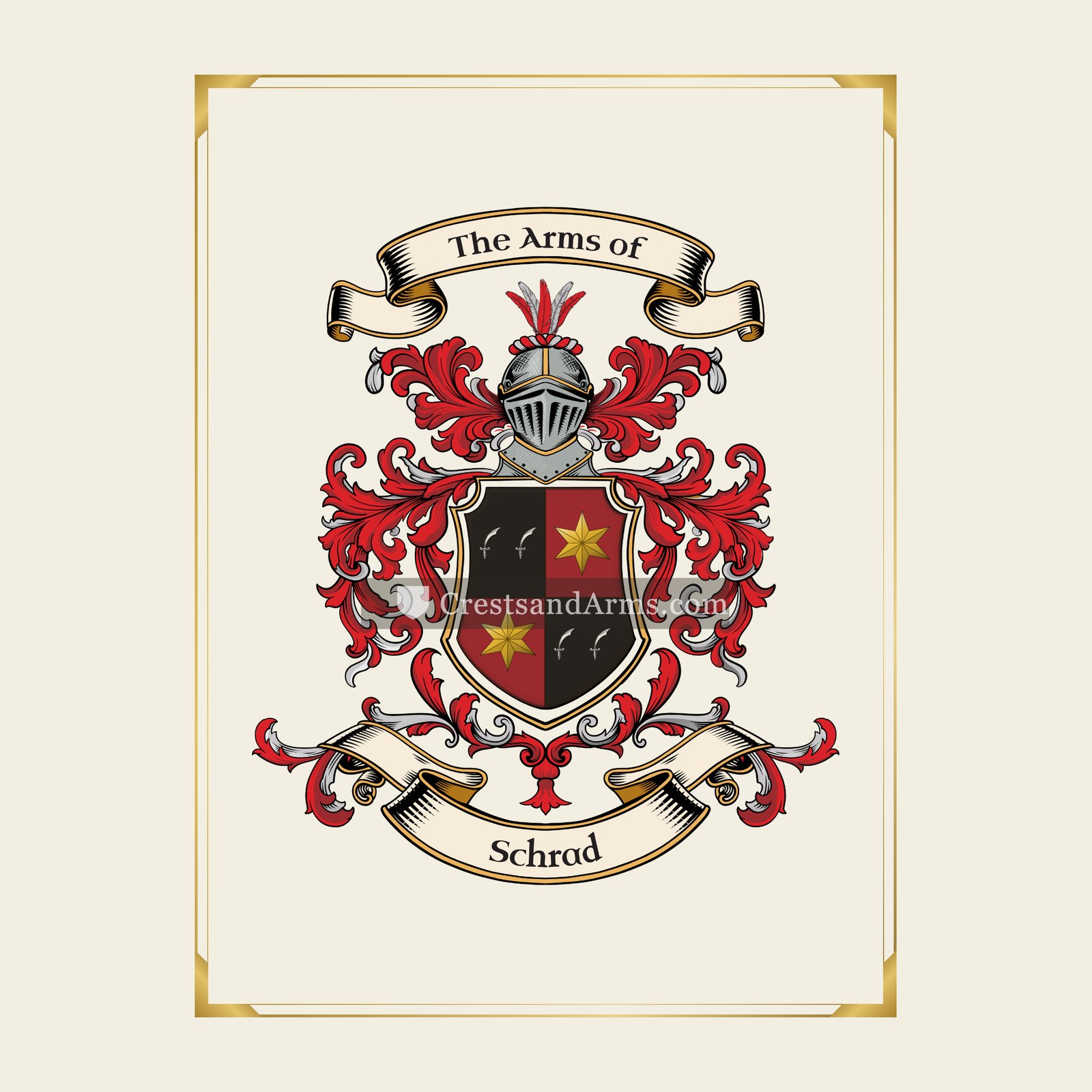 With gold border