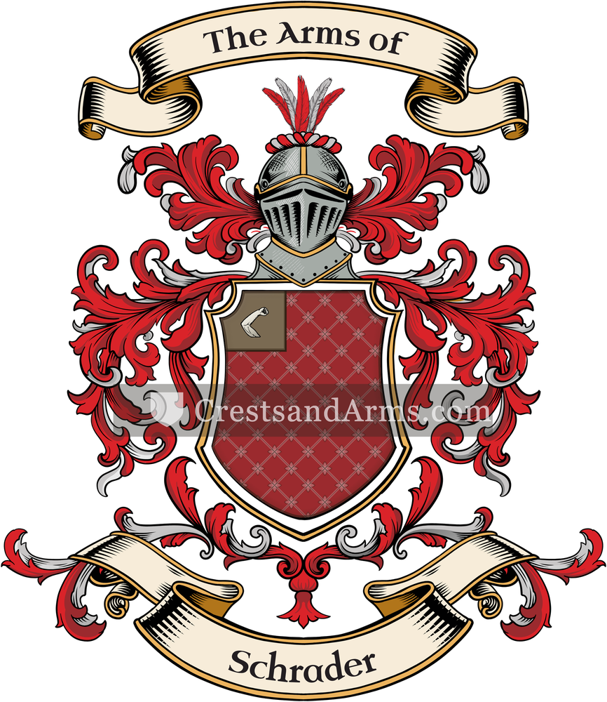 The Schrader coat of arms, drawn from the recorded blazon