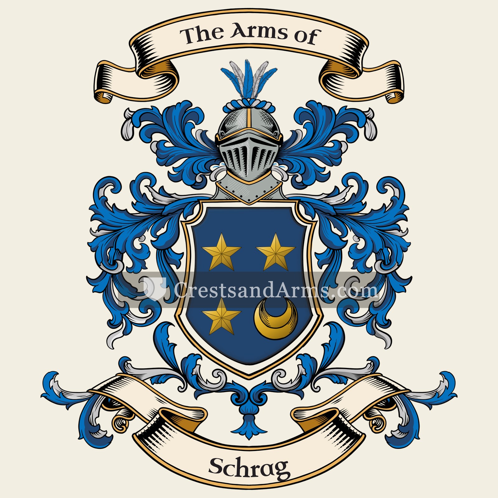 The Schrag coat of arms, drawn from the recorded blazon