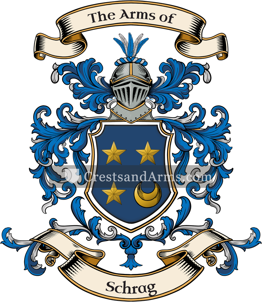 The Schrag coat of arms, drawn from the recorded blazon