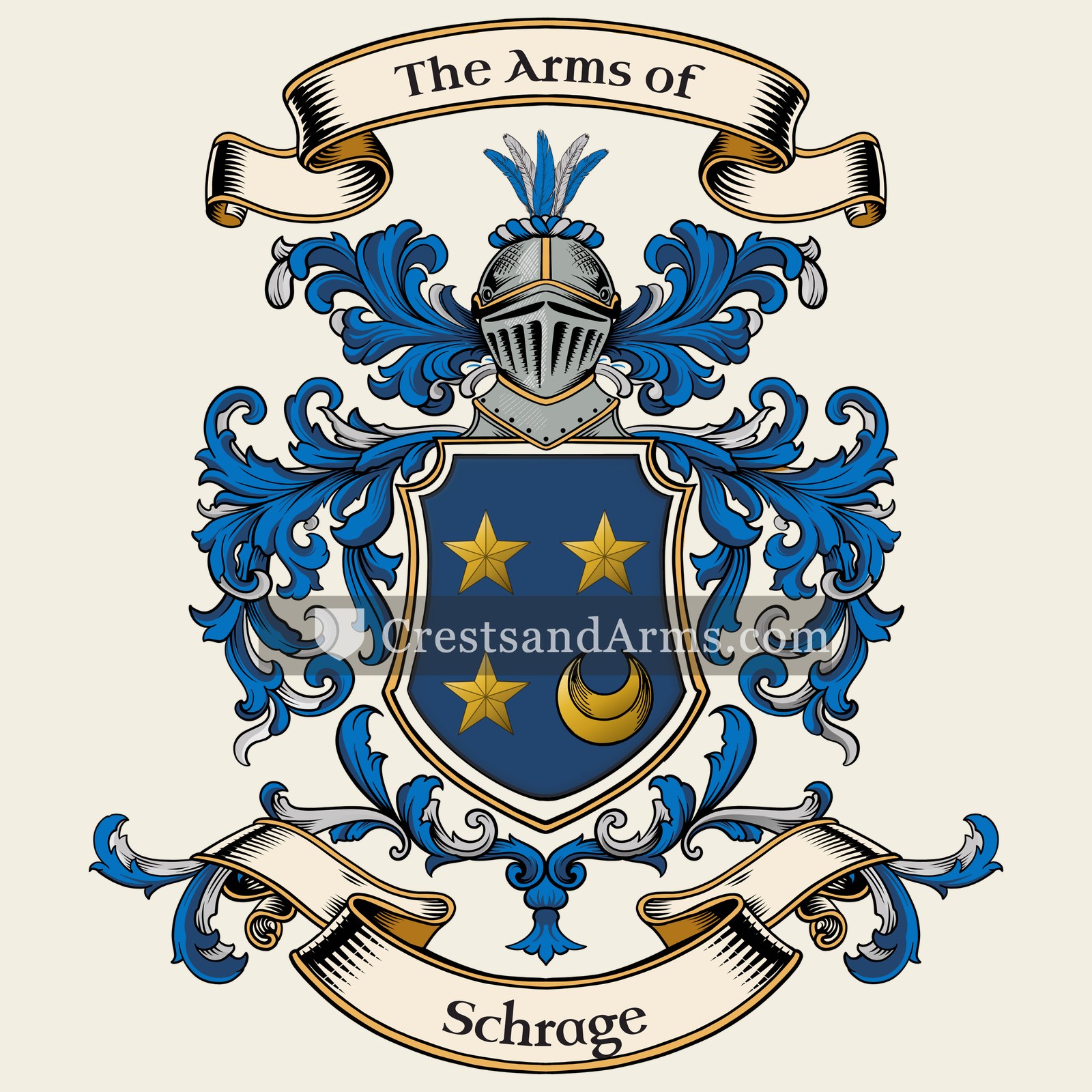 The Schrage coat of arms, drawn from the recorded blazon