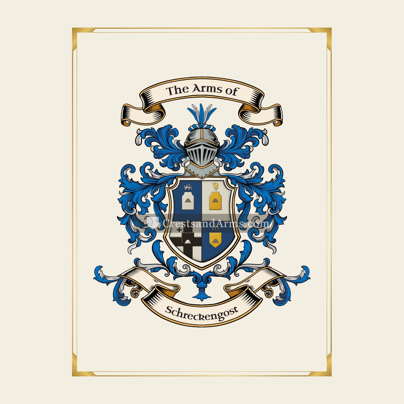 With gold border