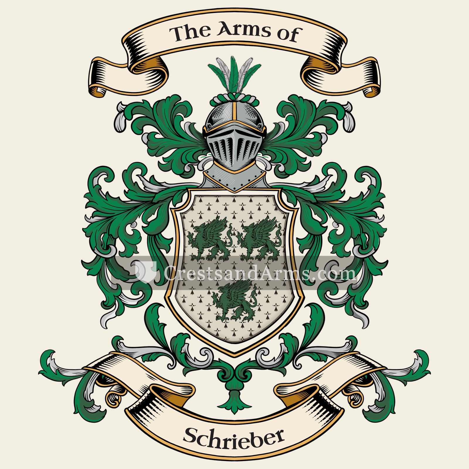 The Schrieber coat of arms, drawn from the recorded blazon