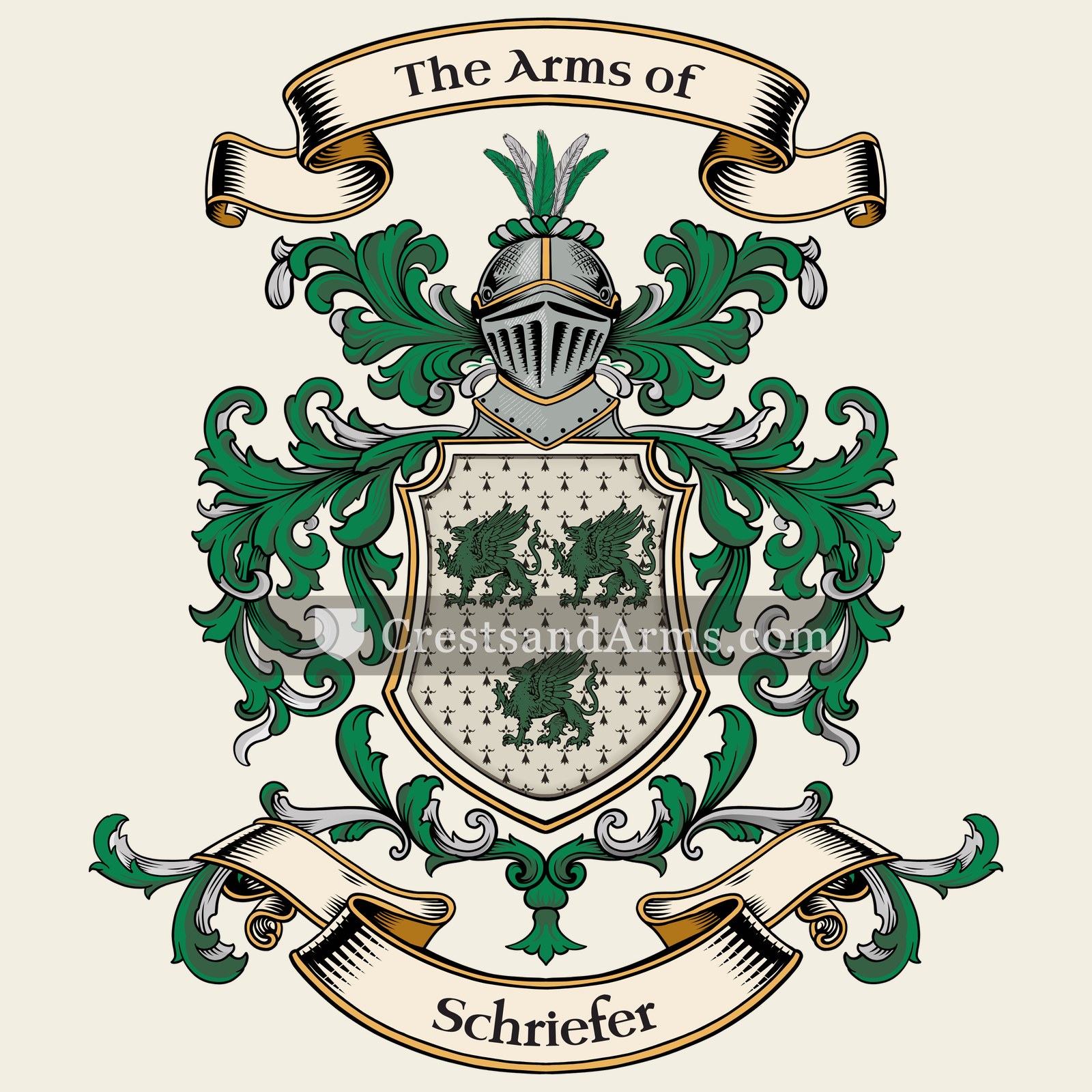 The Schriefer coat of arms, drawn from the recorded blazon