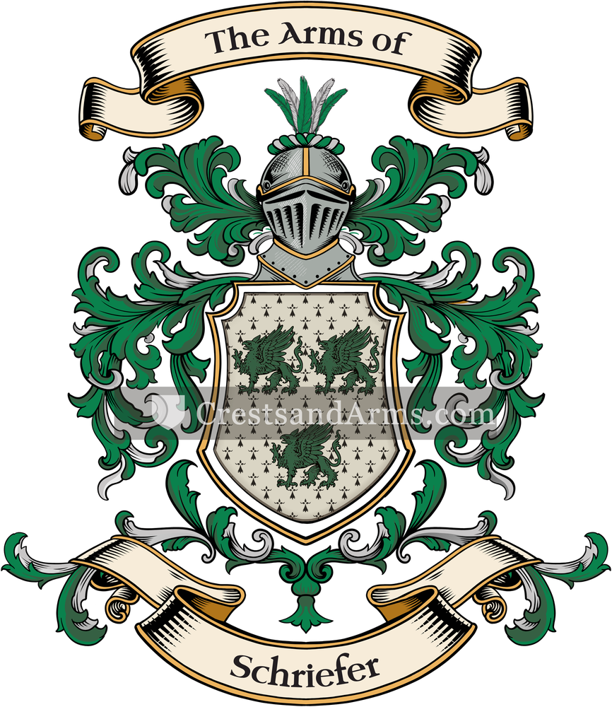 The Schriefer coat of arms, drawn from the recorded blazon