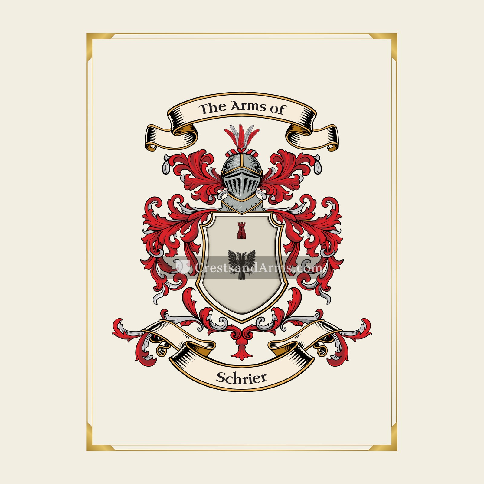 With gold border