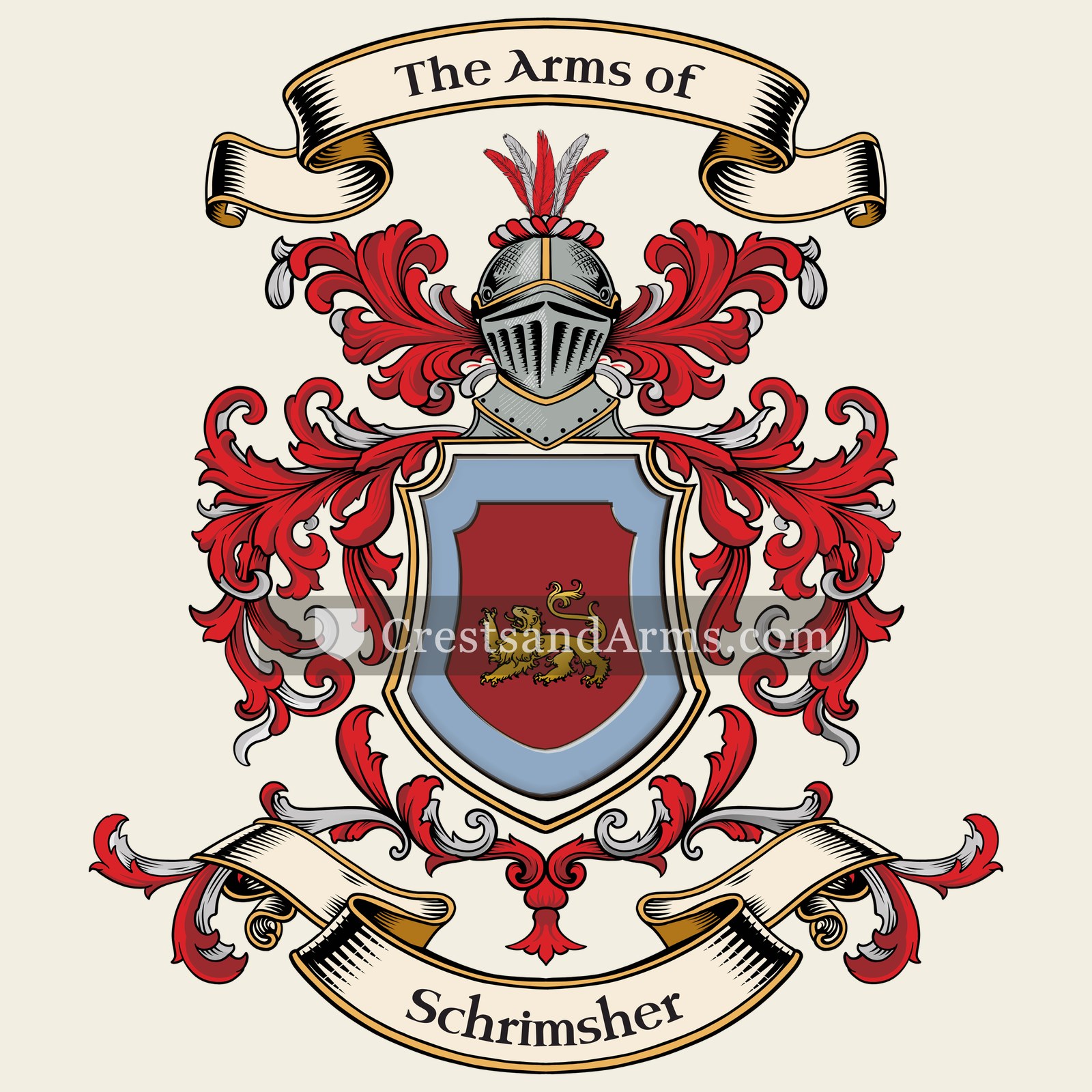 The Schrimsher coat of arms, drawn from the recorded blazon