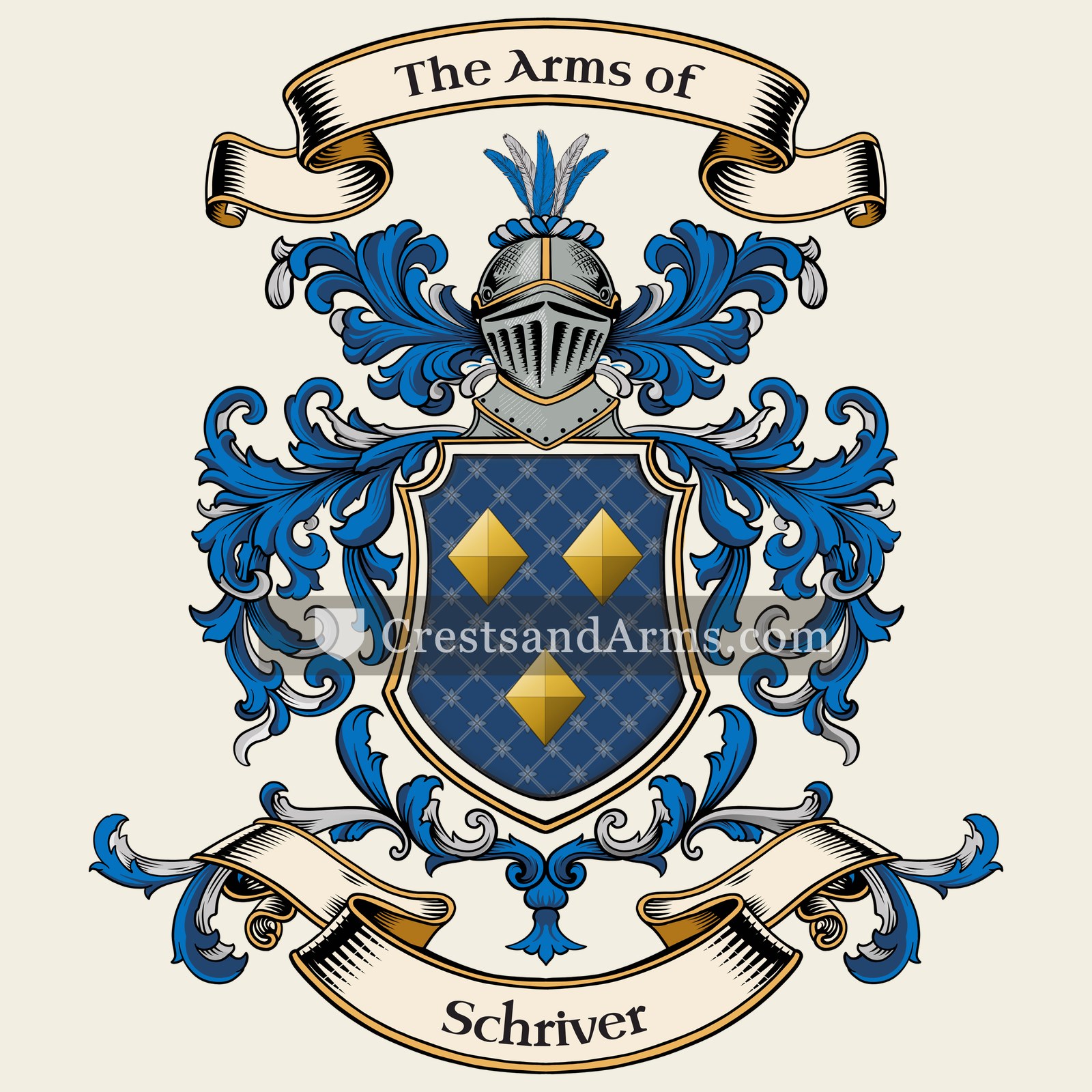 The Schriver coat of arms, drawn from the recorded blazon