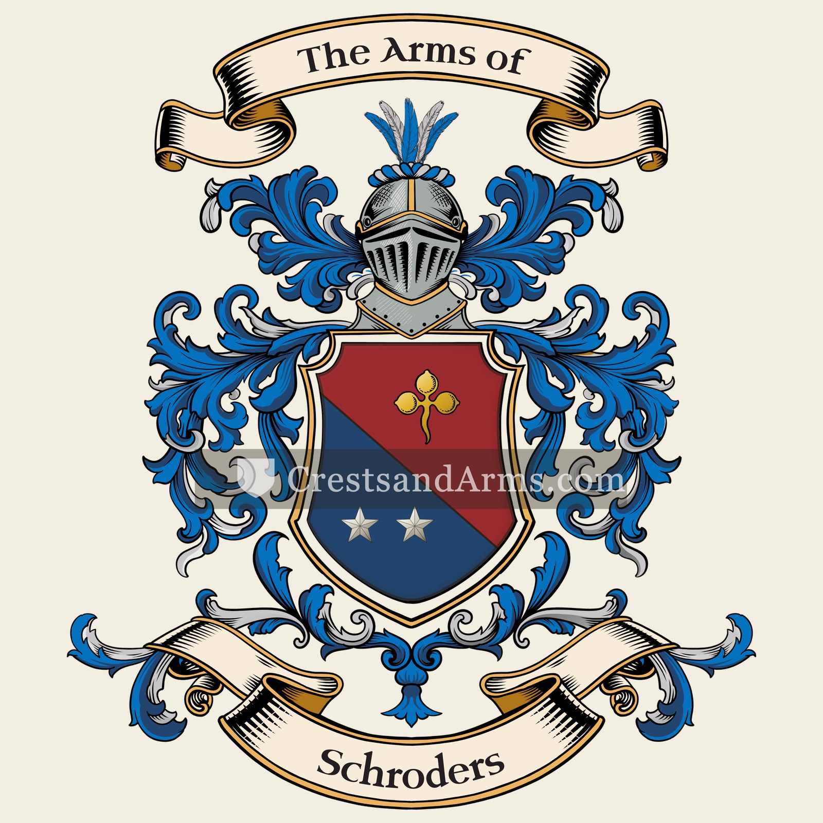 The Schroders coat of arms, drawn from the recorded blazon