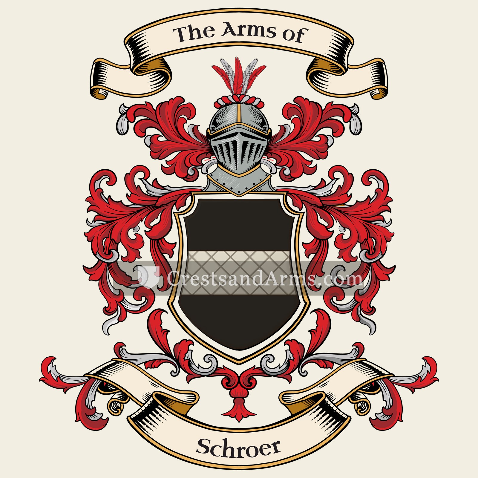 The Schroer coat of arms, drawn from the recorded blazon