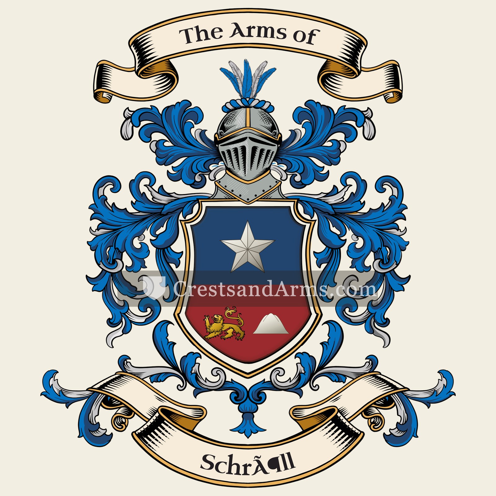 The Schröll coat of arms, drawn from the recorded blazon