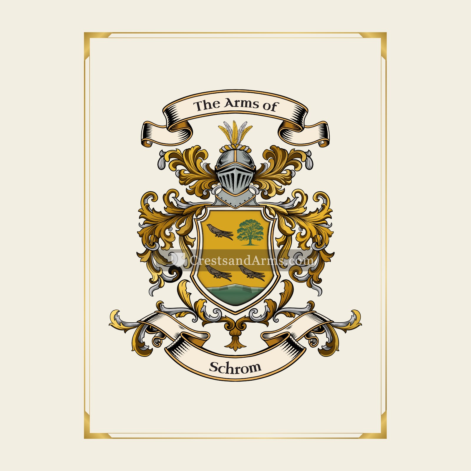 With gold border