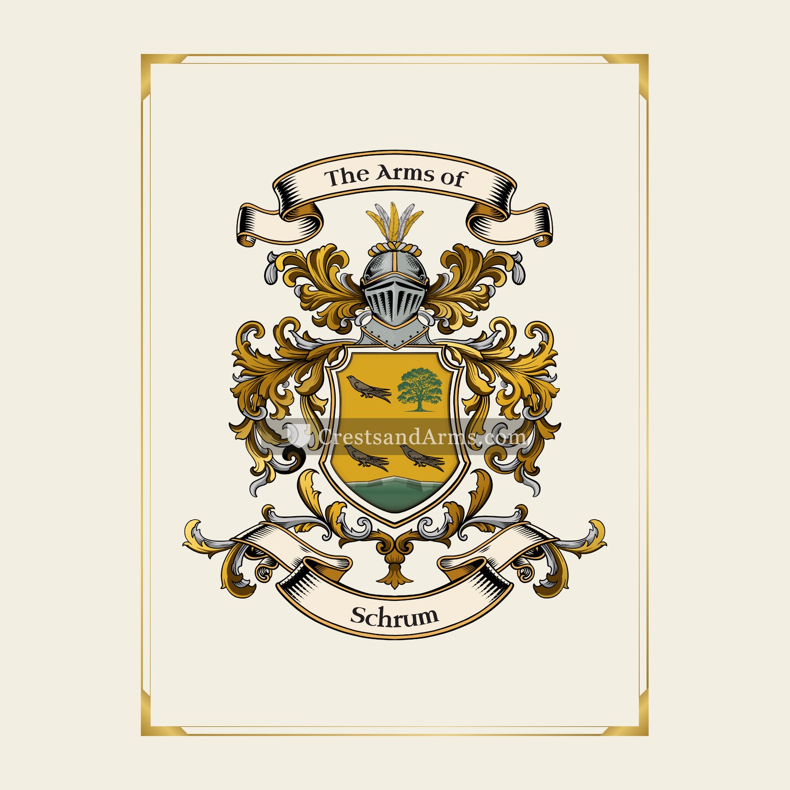 With gold border