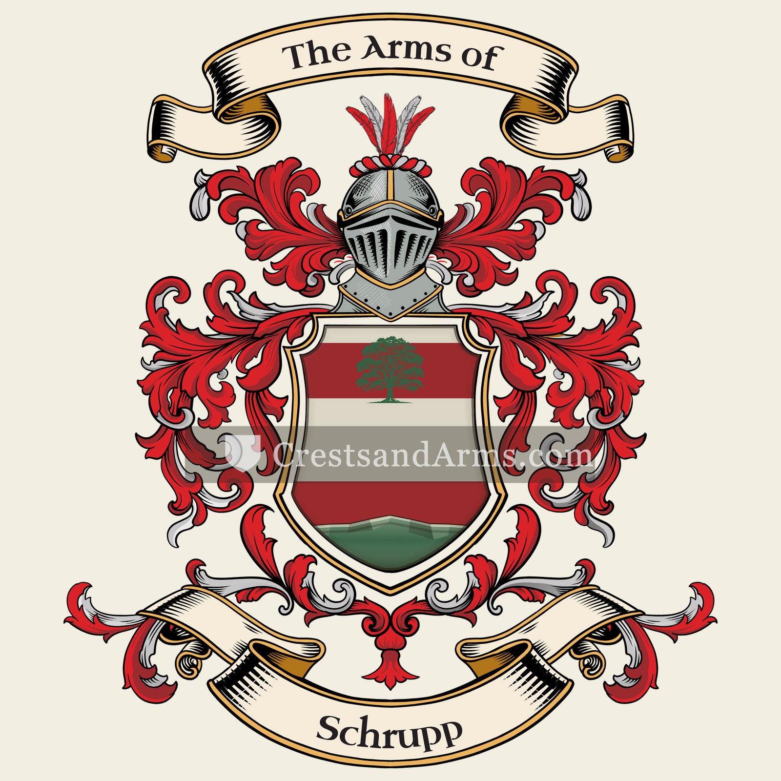 The Schrupp coat of arms, drawn from the recorded blazon