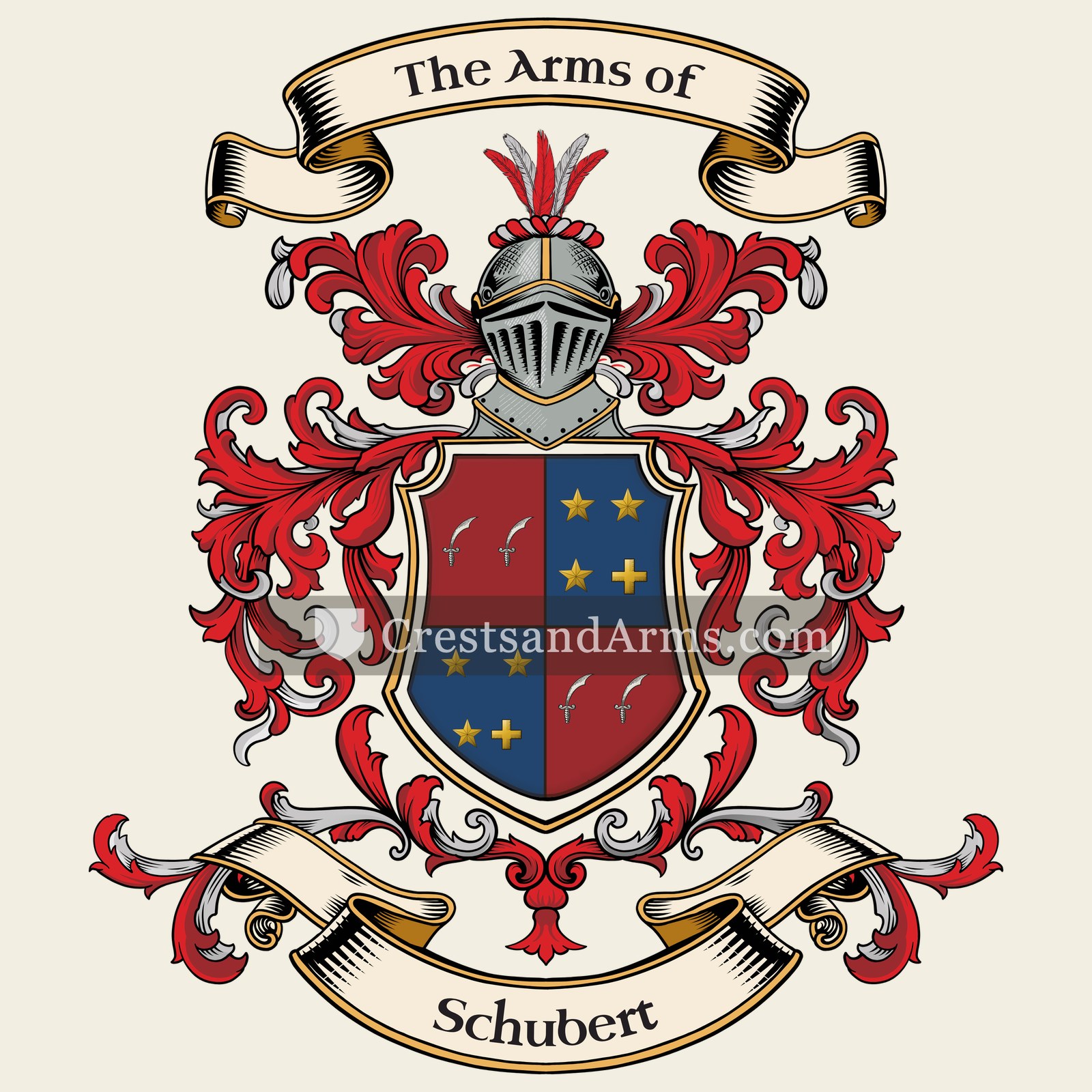 The Schubert coat of arms, drawn from the recorded blazon