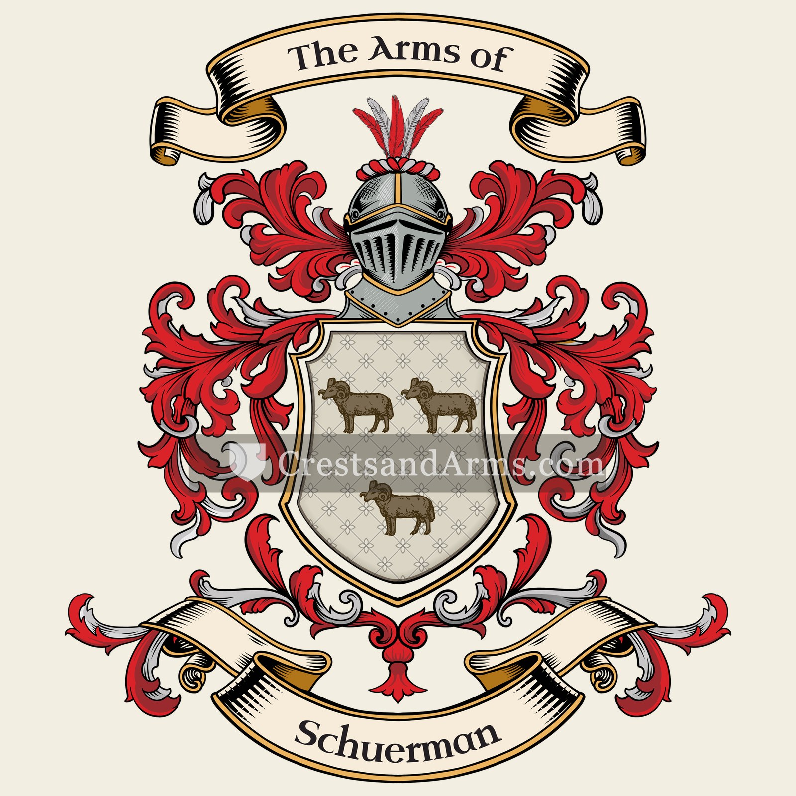 The Schuerman coat of arms, drawn from the recorded blazon