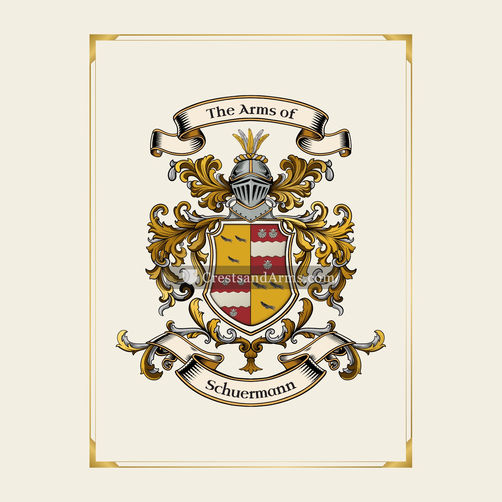 With gold border