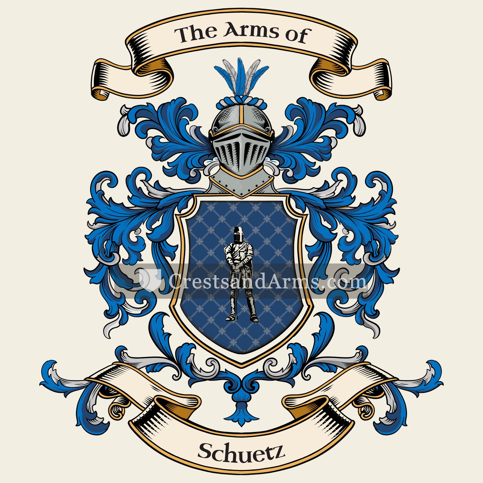The Schuetz coat of arms, drawn from the recorded blazon