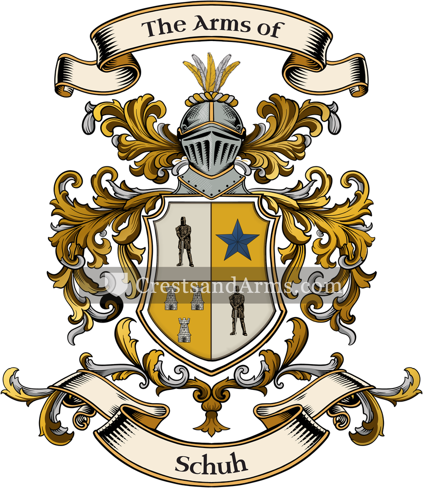 The Schuh coat of arms, drawn from the recorded blazon