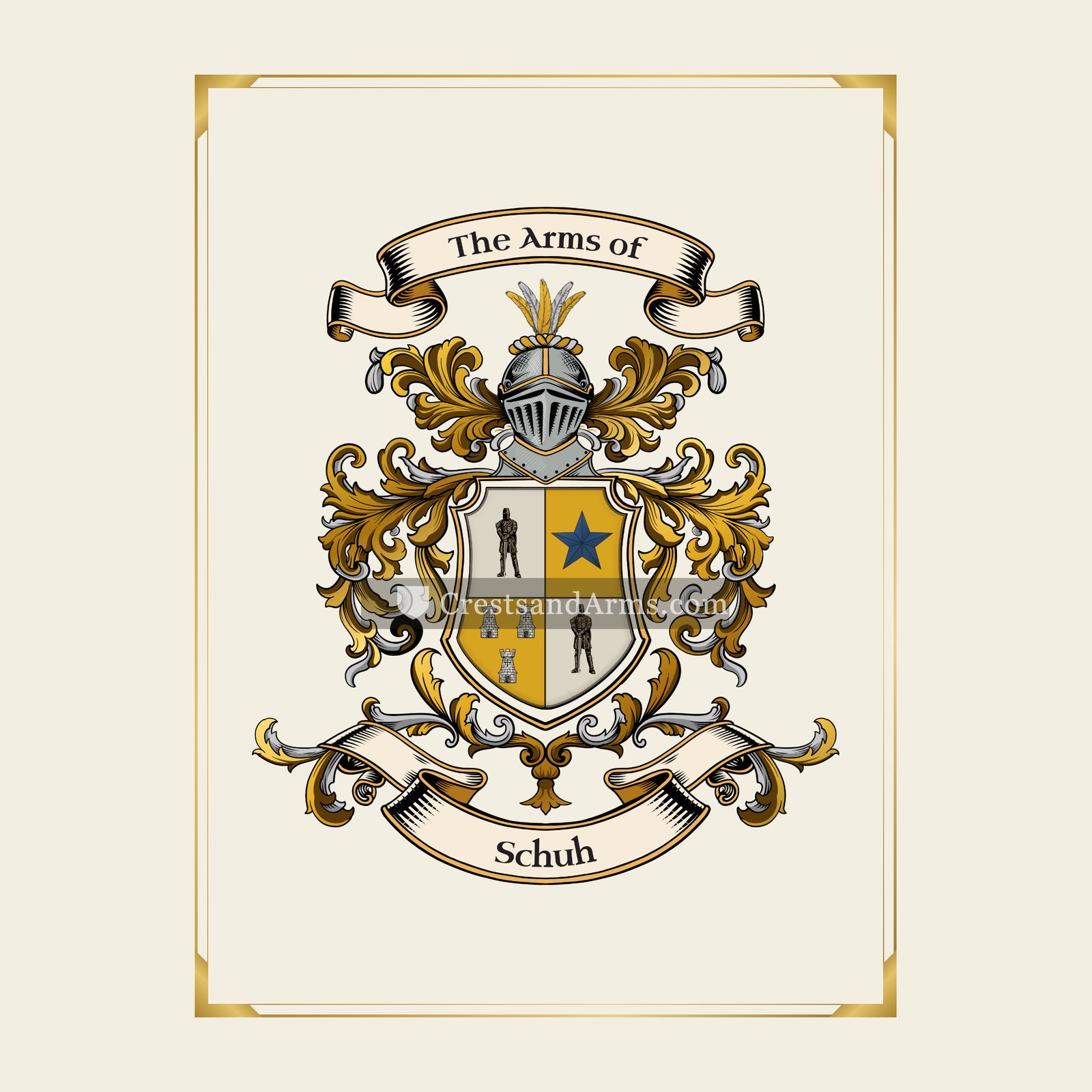 With gold border