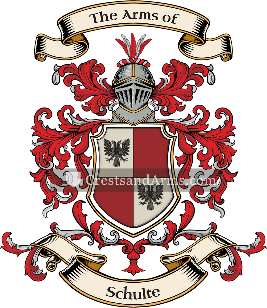 The Schulte coat of arms, drawn from the recorded blazon