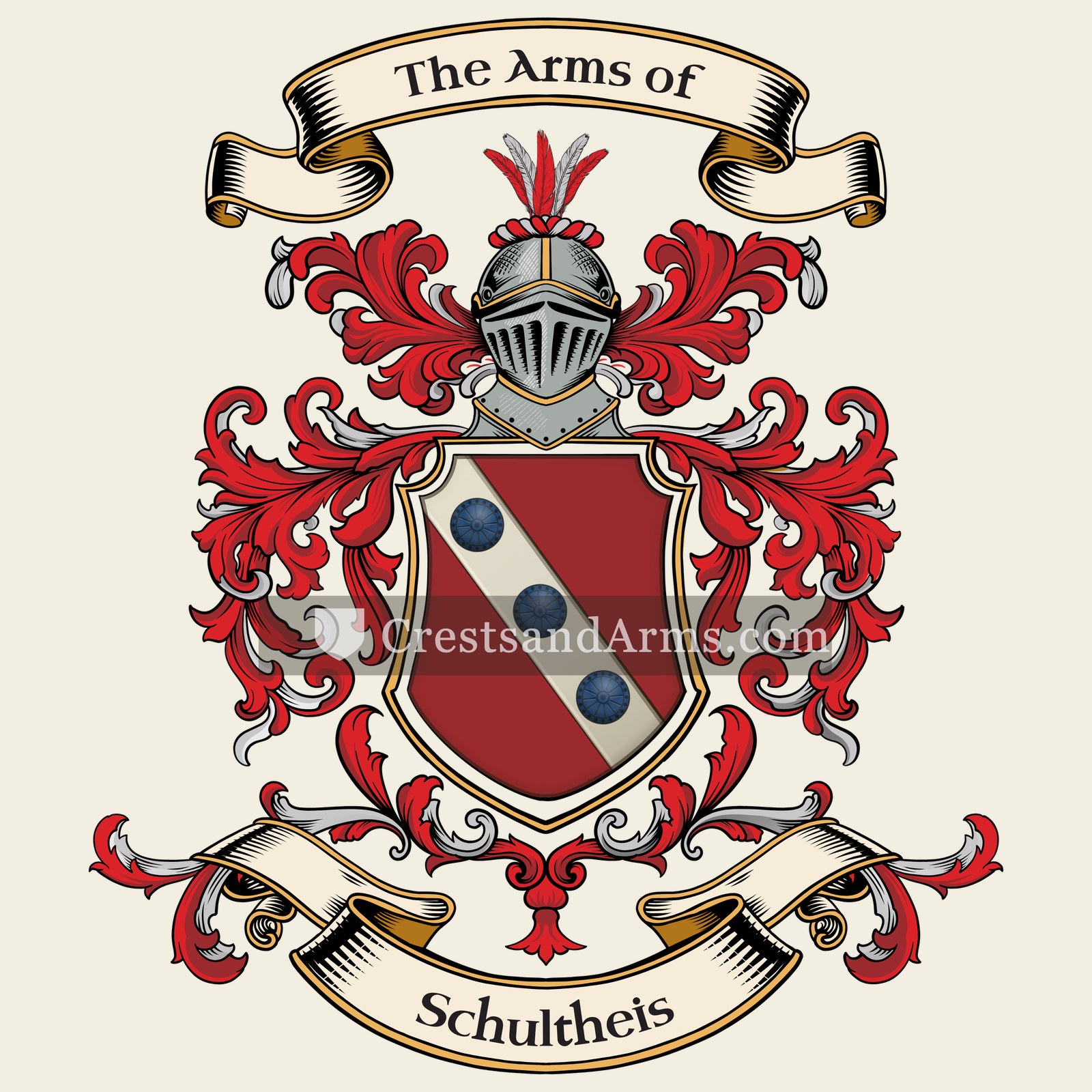 The Schultheis coat of arms, drawn from the recorded blazon