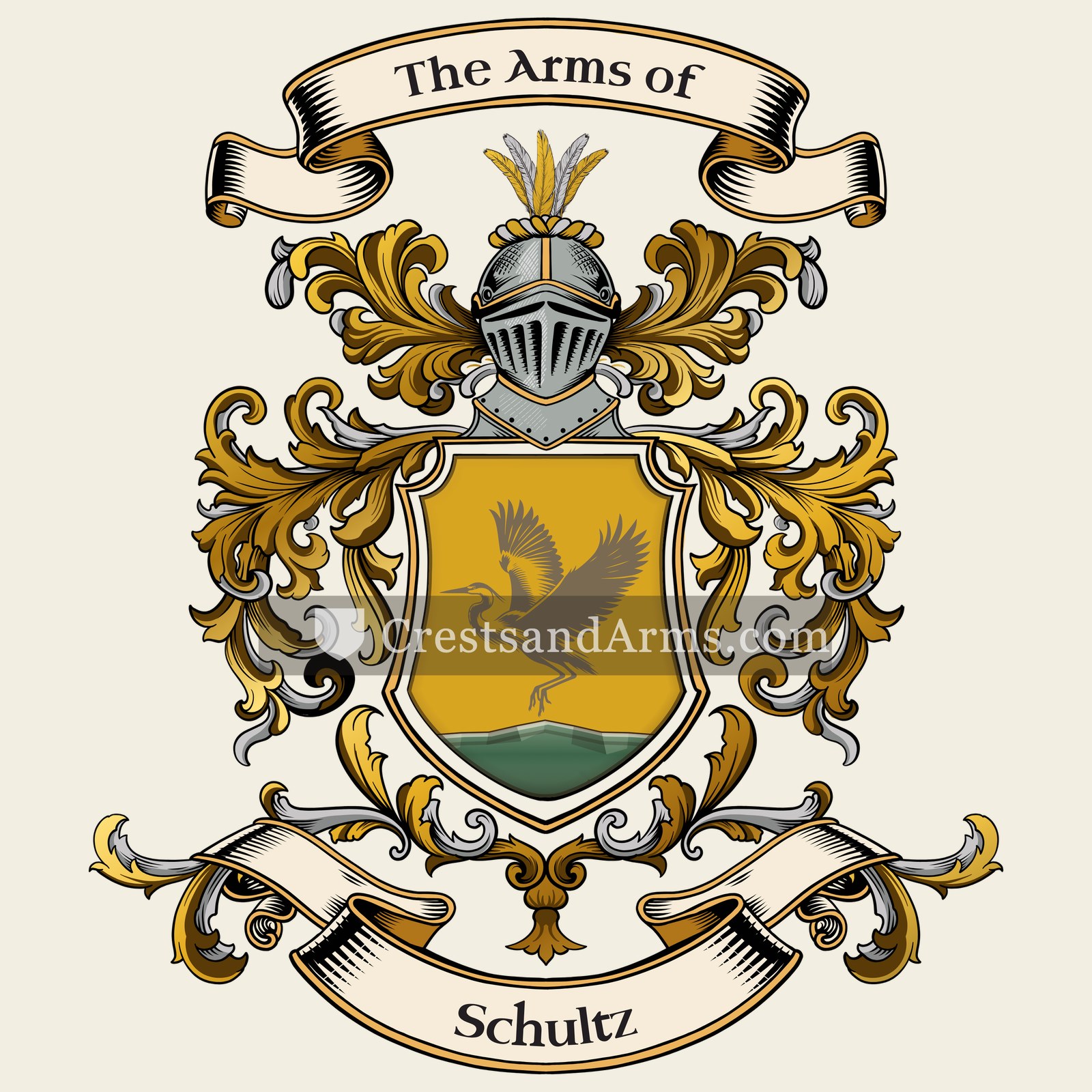 The Schultz coat of arms, drawn from the recorded blazon
