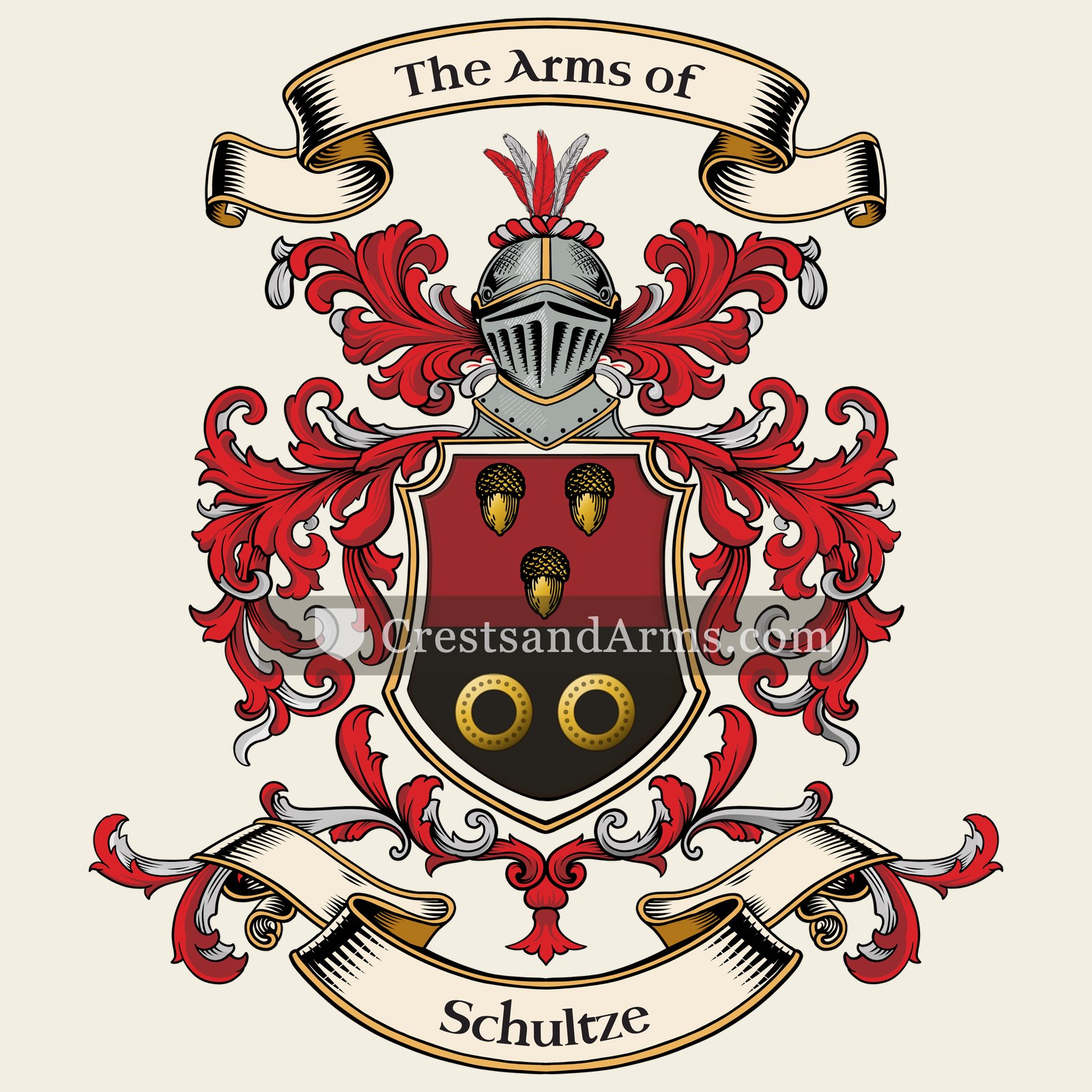 The Schultze coat of arms, drawn from the recorded blazon