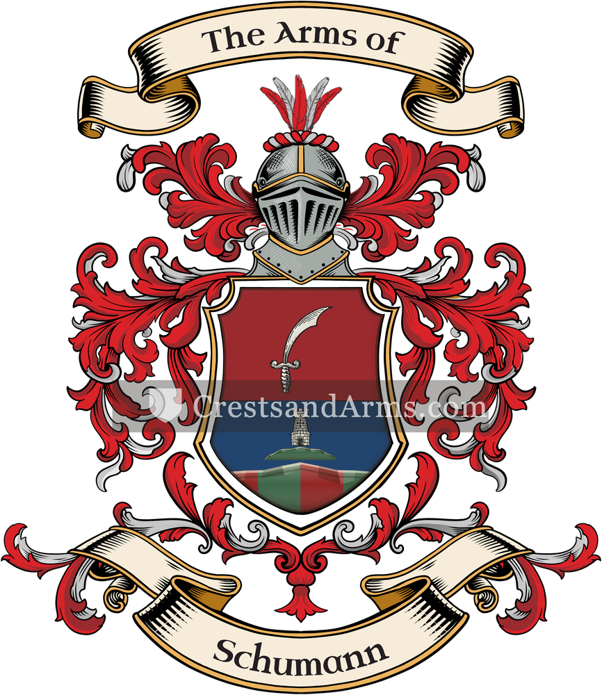 The Schumann coat of arms, drawn from the recorded blazon