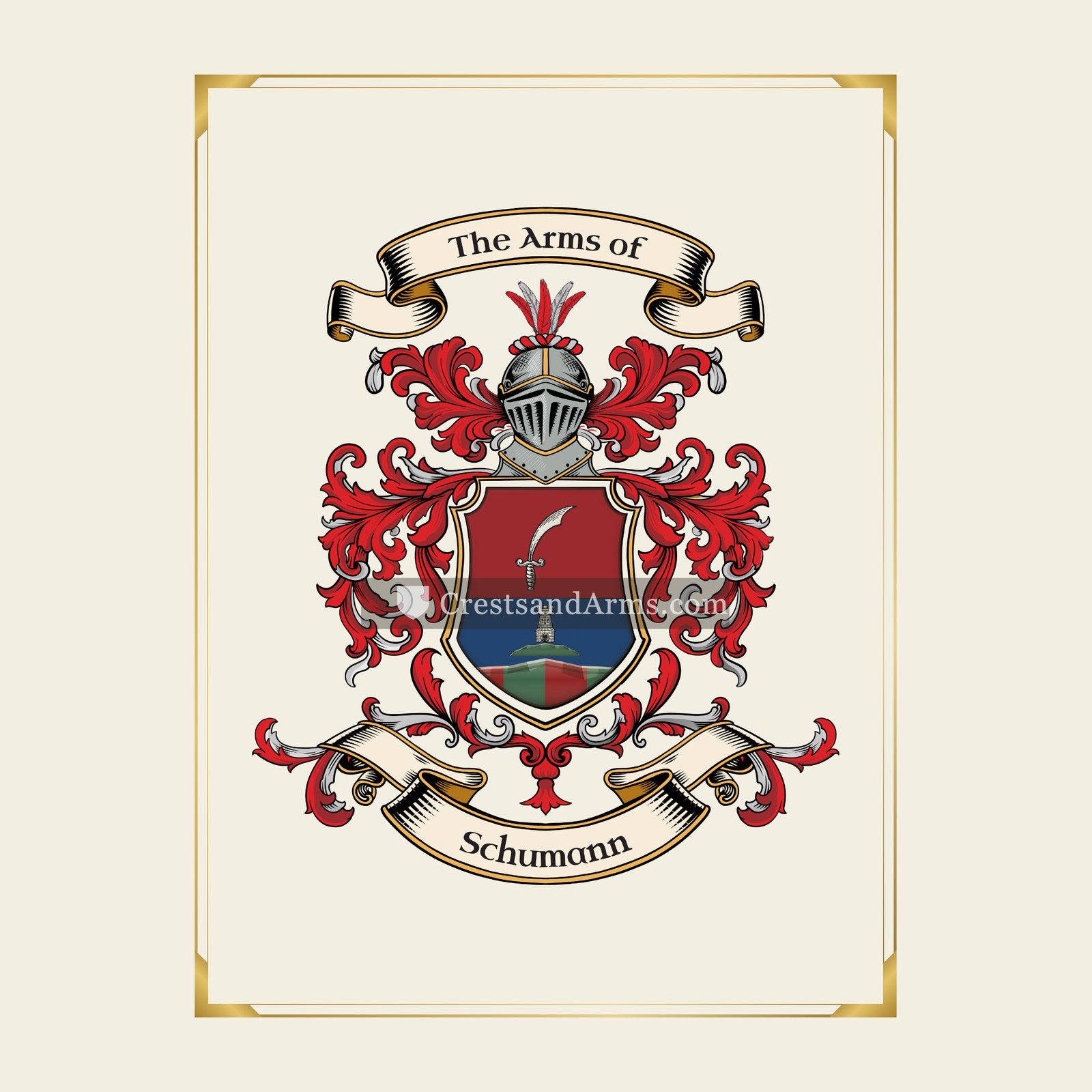 With gold border