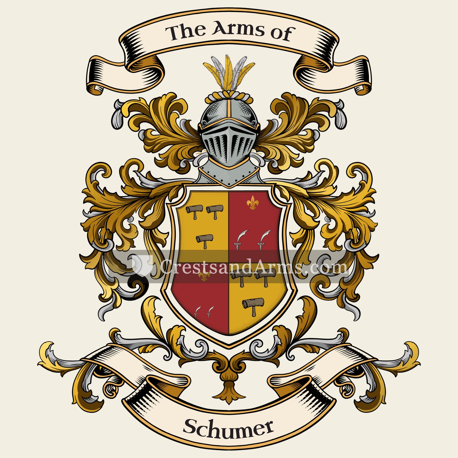 The Schumer coat of arms, drawn from the recorded blazon