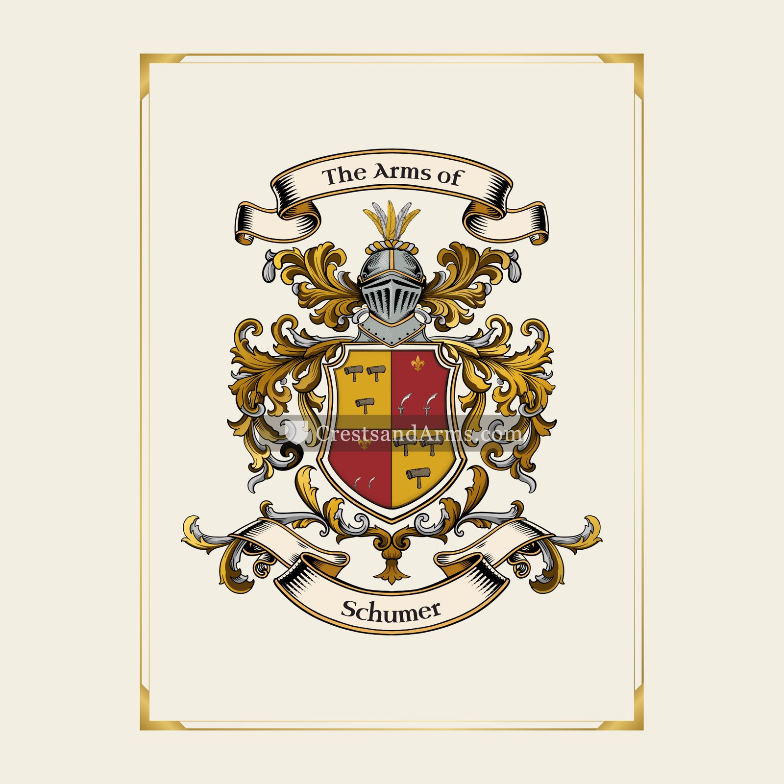With gold border