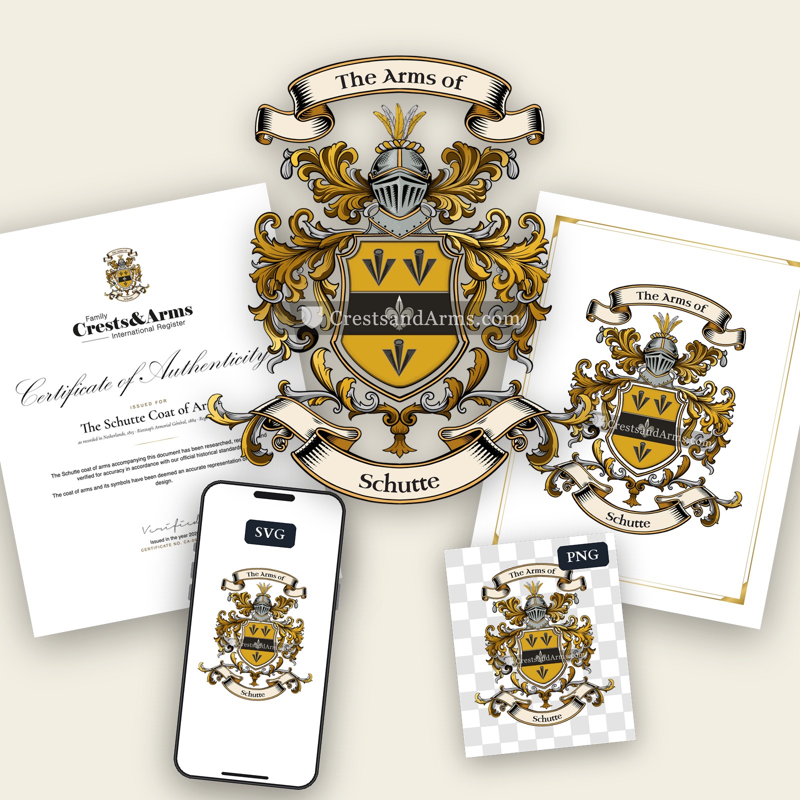 The Schutte arms on the coat of arms — digital pack