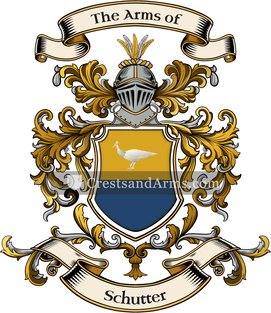The Schutter coat of arms, drawn from the recorded blazon