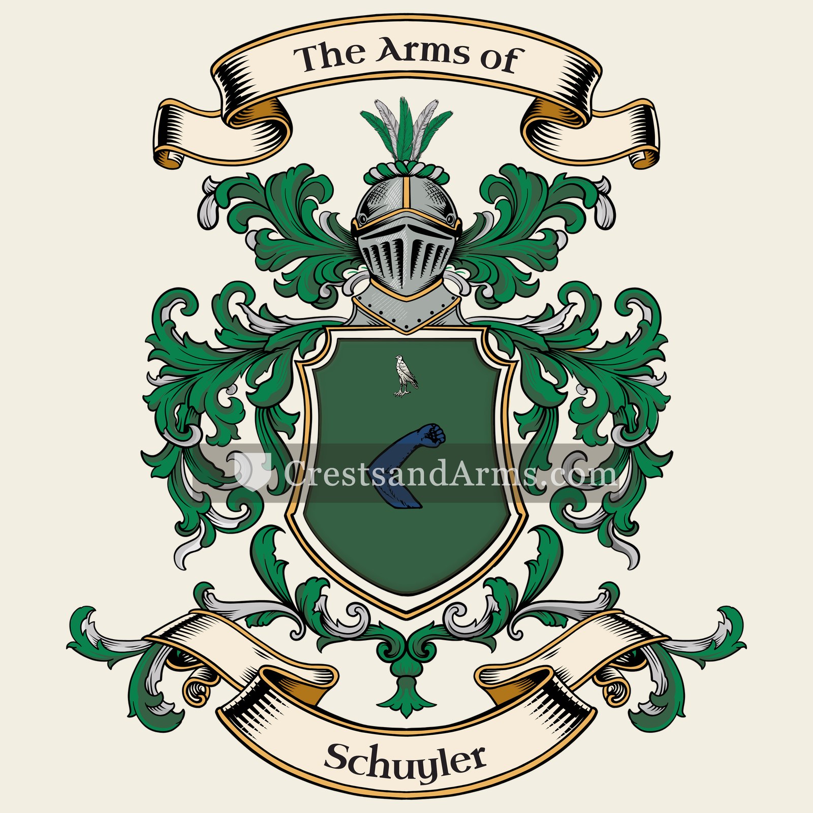 The Schuyler coat of arms, drawn from the recorded blazon