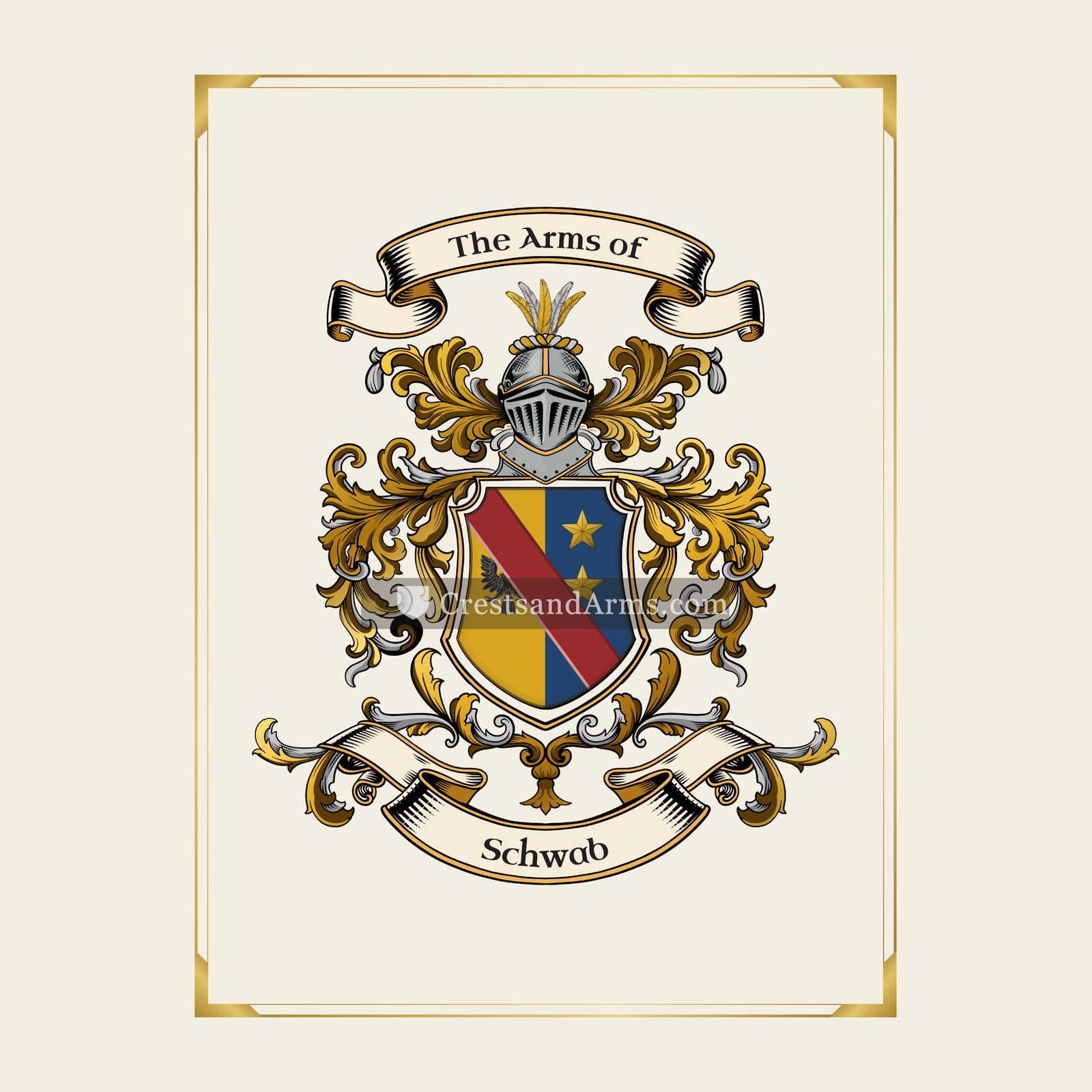 With gold border