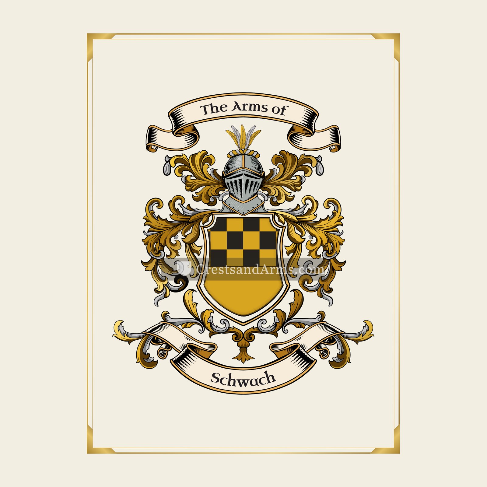 With gold border