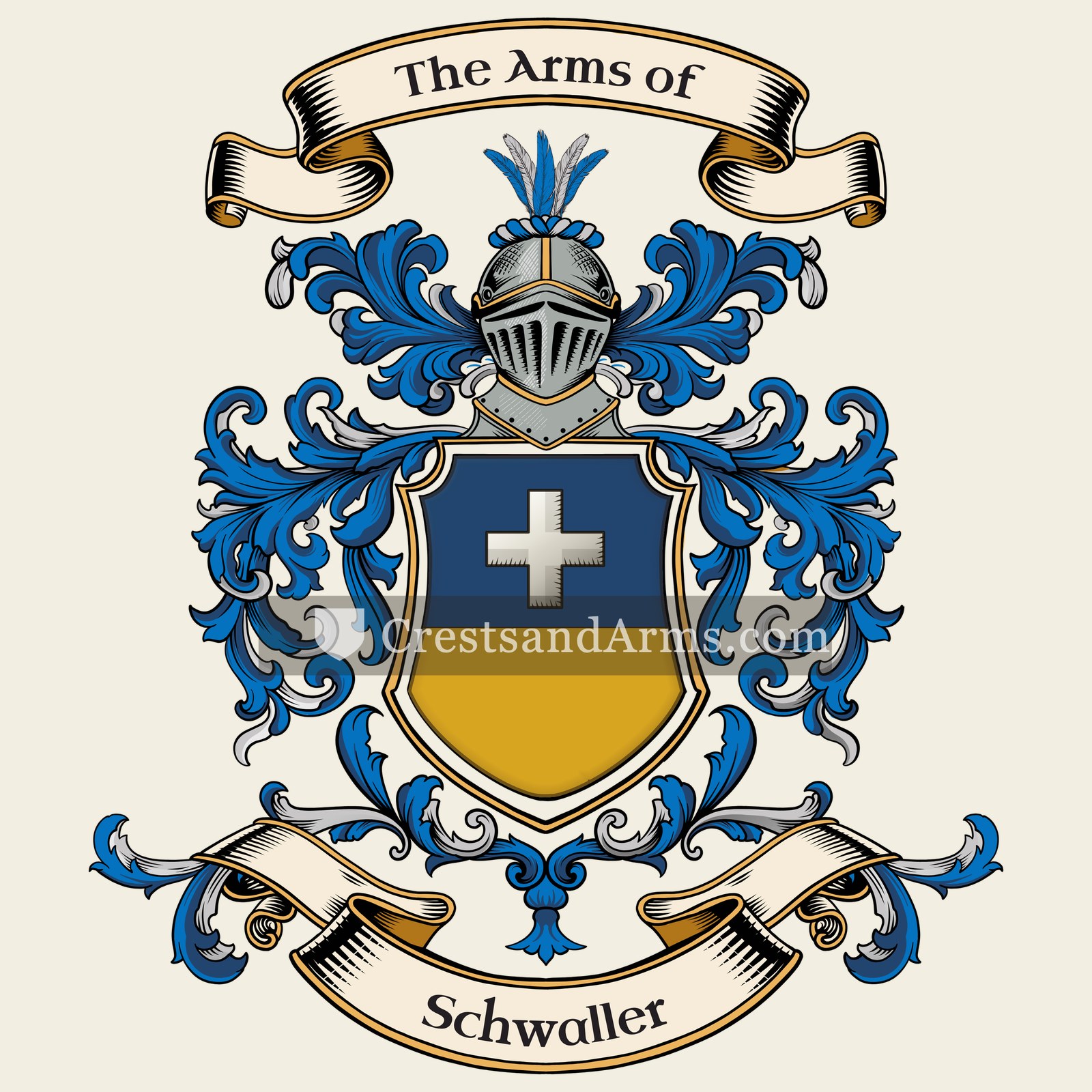 The Schwaller coat of arms, drawn from the recorded blazon
