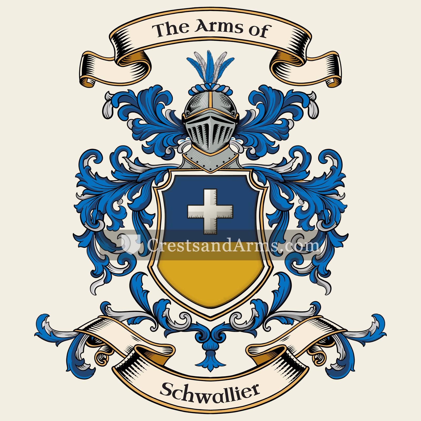 The Schwallier coat of arms, drawn from the recorded blazon