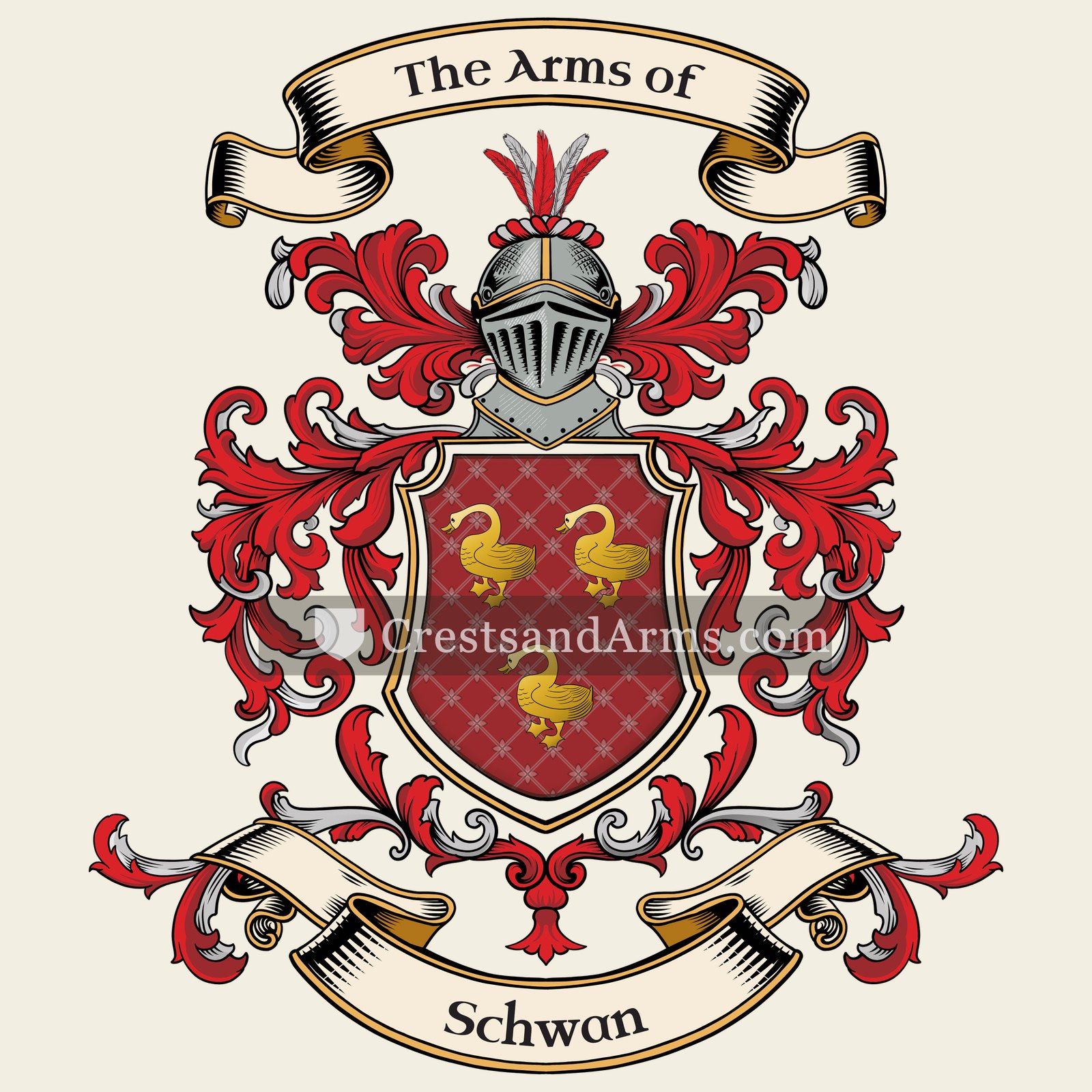 The Schwan coat of arms, drawn from the recorded blazon