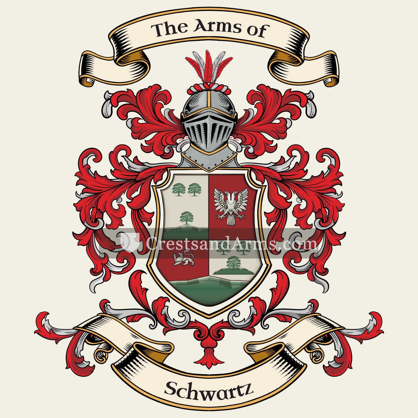 The Schwartz coat of arms, drawn from the recorded blazon