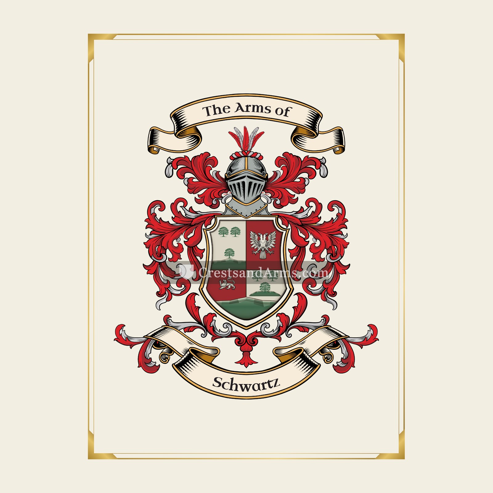 With gold border