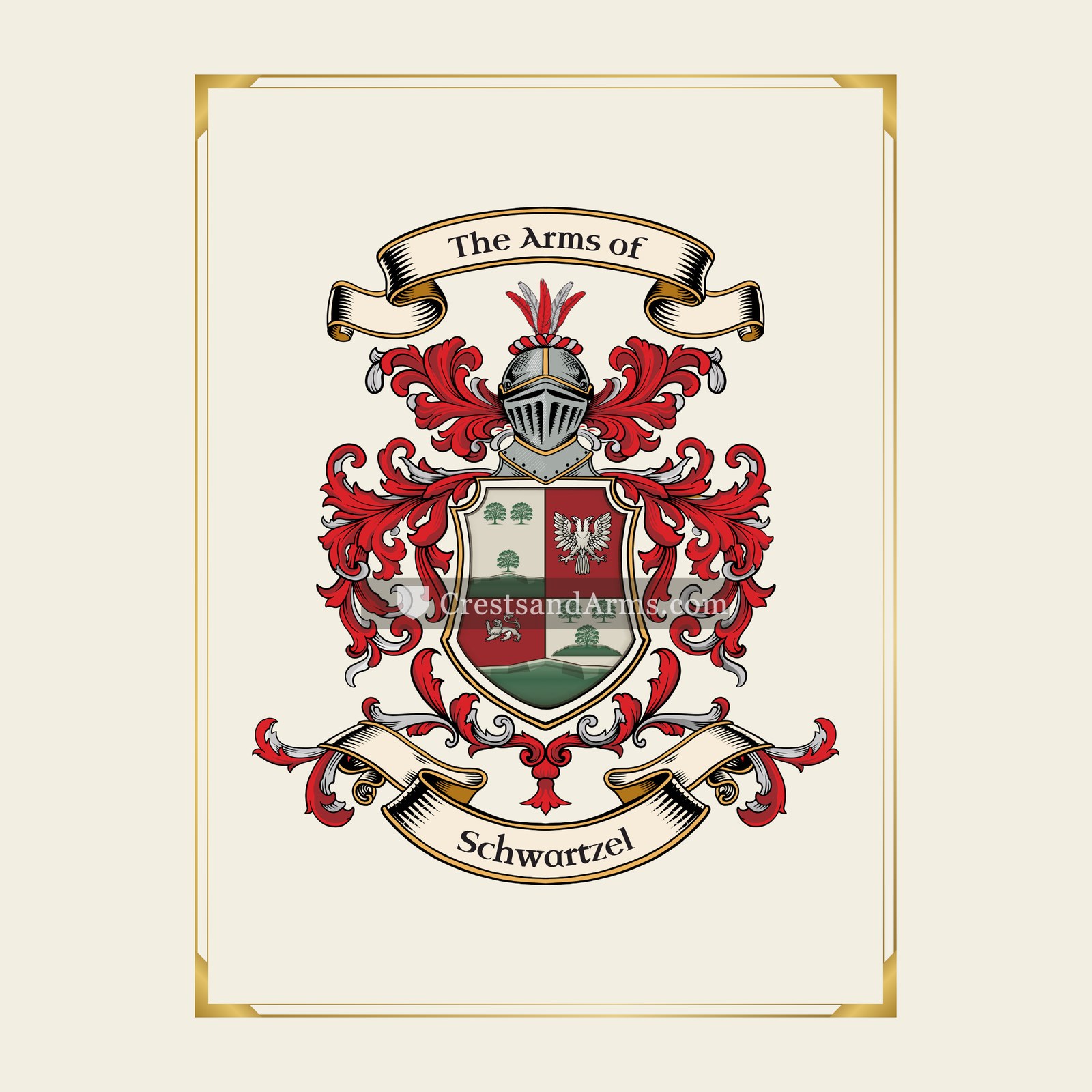 With gold border